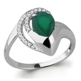 Серебряное кольцо AQUAMARINE А6579609А с фианитом и агатом А6579609А фото