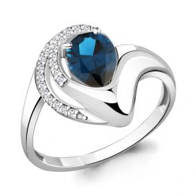 Серебряное кольцо AQUAMARINE А6579693А с фианитом и Лондон топазом А6579693А фото