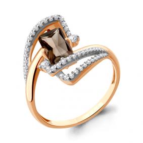 Кольцо из золочёного серебра AQUAMARINE А6579701А-п с фианитом и раухтопазом А6579701А-п фото