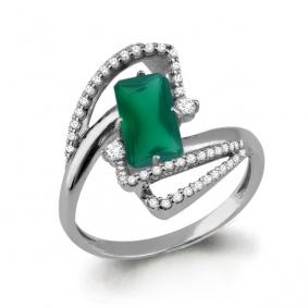Серебряное кольцо AQUAMARINE А6579709А с фианитом и агатом А6579709А фото