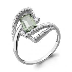 Серебряное кольцо AQUAMARINE А6579715А с фианитом и ювелирным кристаллом А6579715А фото