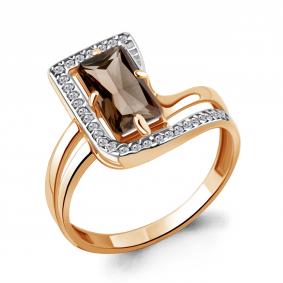 Кольцо из золочёного серебра AQUAMARINE А6579901А-п с фианитом и раухтопазом А6579901А-п фото