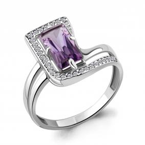 Серебряное кольцо AQUAMARINE А6579904А с фианитом и аметистом А6579904А фото