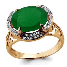 Кольцо из золочёного серебра AQUAMARINE А6580009А-п с фианитом и агатом А6580009А-п фото