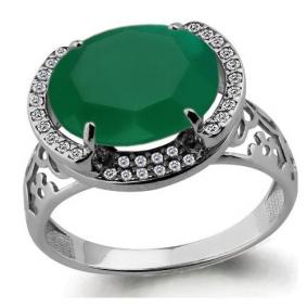 Серебряное кольцо AQUAMARINE А6580009А с фианитом и агатом А6580009А фото
