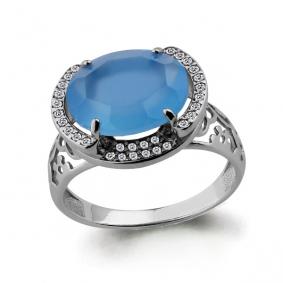 Серебряное кольцо AQUAMARINE А6580023А с фианитом и агатом А6580023А фото