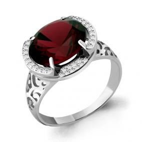Серебряное кольцо AQUAMARINE А6580085А с фианитом и гранатом А6580085А фото