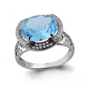 Серебряное кольцо AQUAMARINE А6580092А с топазом и фианитом А6580092А фото