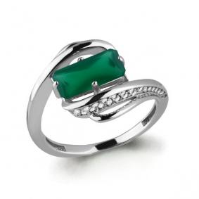 Серебряное кольцо AQUAMARINE А6580109А с фианитом и агатом А6580109А фото