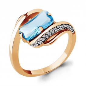 Кольцо из золочёного серебра AQUAMARINE А6580192А-п с топазом и фианитом А6580192А-п фото