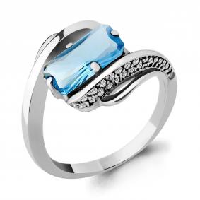 Серебряное кольцо AQUAMARINE А6580192А с топазом и фианитом А6580192А фото