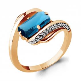 Кольцо из золочёного серебра AQUAMARINE А6580193А-п с фианитом и Лондон топазом А6580193А-п фото