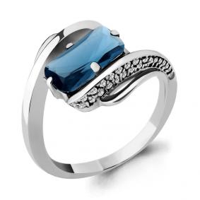 Серебряное кольцо AQUAMARINE А6580193А с фианитом и Лондон топазом А6580193А фото