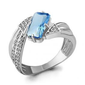 Серебряное кольцо AQUAMARINE А6580292А с топазом и фианитом А6580292А фото
