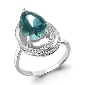 Серебряное кольцо AQUAMARINE А6580388А с фианитом и турмалином А6580388А фото