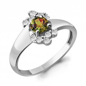 Серебряное кольцо AQUAMARINE А6580819А с фианитом и султанитом А6580819А фото