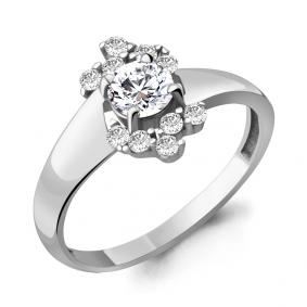 Серебряное кольцо AQUAMARINE А65808А с фианитом и Swarovski А65808А фото