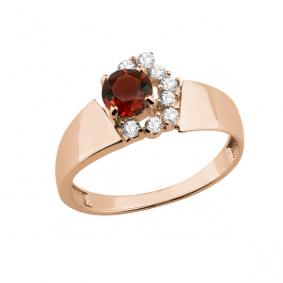 Кольцо из золочёного серебра AQUAMARINE А6581003А-п с фианитом и гранатом А6581003А-п фото