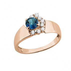 Кольцо из золочёного серебра AQUAMARINE А6581008А-п с фианитом и Лондон топазом А6581008А-п фото