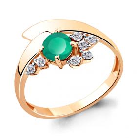 Кольцо из золочёного серебра AQUAMARINE А6582909А-п с фианитом и агатом А6582909А-п фото