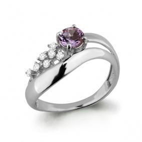 Серебряное кольцо AQUAMARINE А6583404А с фианитом и аметистом А6583404А фото
