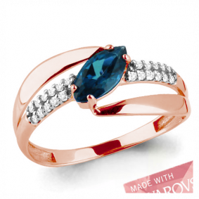Кольцо из золочёного серебра AQUAMARINE А65839508А-п с фианитом и топазом Swarovski А65839508А-п фото