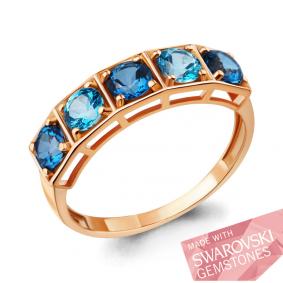 Кольцо из золочёного серебра AQUAMARINE А65841522-п с топазом Swarovski А65841522-п фото