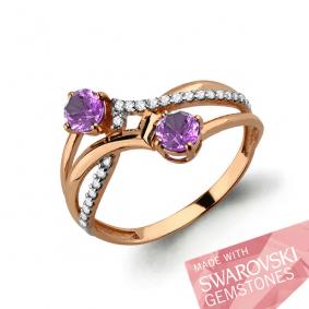 Кольцо из золочёного серебра AQUAMARINE А65843500А-п с фианитом и топазом Swarovski А65843500А-п фото