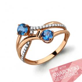 Кольцо из золочёного серебра AQUAMARINE А65843501А-п с фианитом и топазом Swarovski А65843501А-п фото