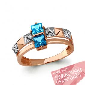 Кольцо из золочёного серебра AQUAMARINE А65846521А-п с фианитом и топазом Swarovski А65846521А-п фото