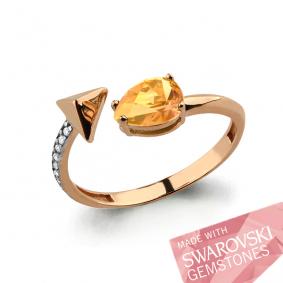 Кольцо из золочёного серебра AQUAMARINE А65852505-п с фианитом и топазом Swarovski А65852505-п фото