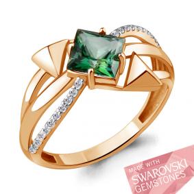Кольцо из золочёного серебра AQUAMARINE А65855503А-п с фианитом и топазом Swarovski А65855503А-п фото