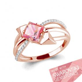 Кольцо из золочёного серебра AQUAMARINE А65855504А-п с фианитом и топазом Swarovski А65855504А-п фото