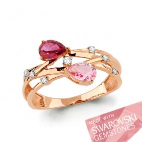Кольцо из золочёного серебра AQUAMARINE А65856526А-п с фианитом и топазом Swarovski А65856526А-п фото