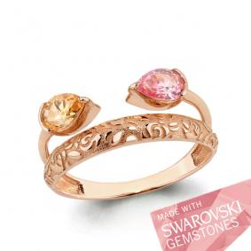 Кольцо из золочёного серебра AQUAMARINE А65862528-п с топазом Swarovski А65862528-п фото