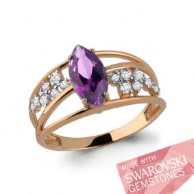 Кольцо из золочёного серебра AQUAMARINE А65865500А-п с фианитом и топазом Swarovski А65865500А-п фото