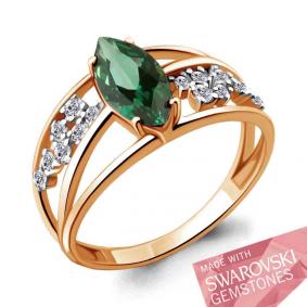 Кольцо из золочёного серебра AQUAMARINE А65865503А-п с фианитом и топазом Swarovski А65865503А-п фото