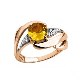 Кольцо из золочёного серебра AQUAMARINE А6587206А-п с фианитом и цитрином А6587206А-п фото