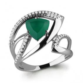 Серебряное кольцо AQUAMARINE А6589809А с фианитом и агатом А6589809А фото