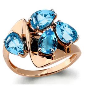 Кольцо из золочёного серебра AQUAMARINE А6589905-п с топазом А6589905-п фото