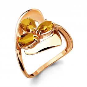 Кольцо из золочёного серебра AQUAMARINE А6590306-п с цитрином А6590306-п фото