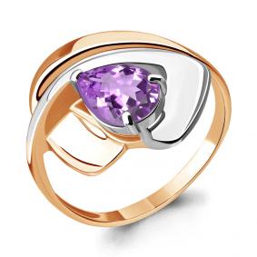 Кольцо из золочёного серебра AQUAMARINE А6590404-пк с аметистом А6590404-пк фото