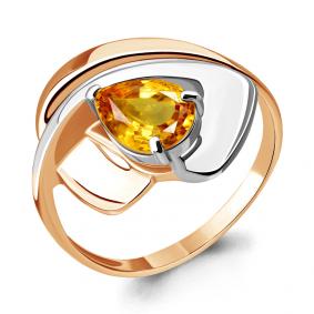 Кольцо из золочёного серебра AQUAMARINE А6590406-пк с цитрином А6590406-пк фото