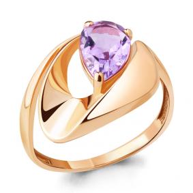 Кольцо из золочёного серебра AQUAMARINE А6590704-п с аметистом А6590704-п фото