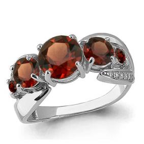 Серебряное кольцо AQUAMARINE А6592603А с фианитом и гранатом А6592603А фото
