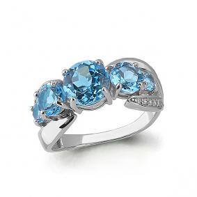 Серебряное кольцо AQUAMARINE А6592605А с топазом и фианитом А6592605А фото
