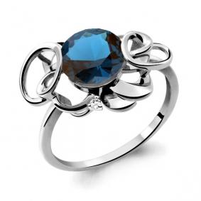 Серебряное кольцо AQUAMARINE А6592893 с фианитом и Лондон топазом А6592893 фото