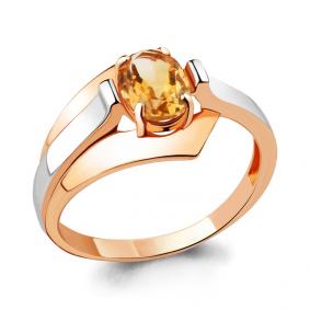 Кольцо из золочёного серебра AQUAMARINE А6593106-пк с цитрином А6593106-пк фото