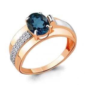 Кольцо из золочёного серебра AQUAMARINE А6593308А-пк с фианитом и Лондон топазом А6593308А-пк фото