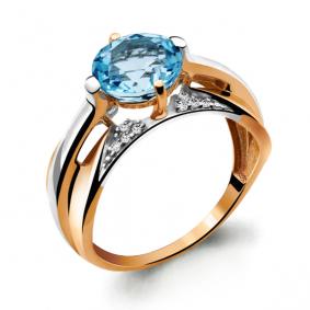 Кольцо из золочёного серебра AQUAMARINE А6593502А-пк с топазом и фианитом А6593502А-пк фото